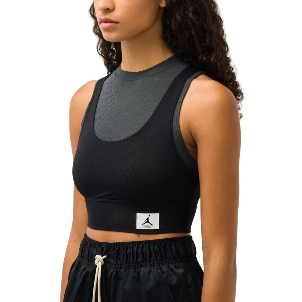 Jordan Essentials Womens Black Top L Crop Logo - Picture 9 of 9